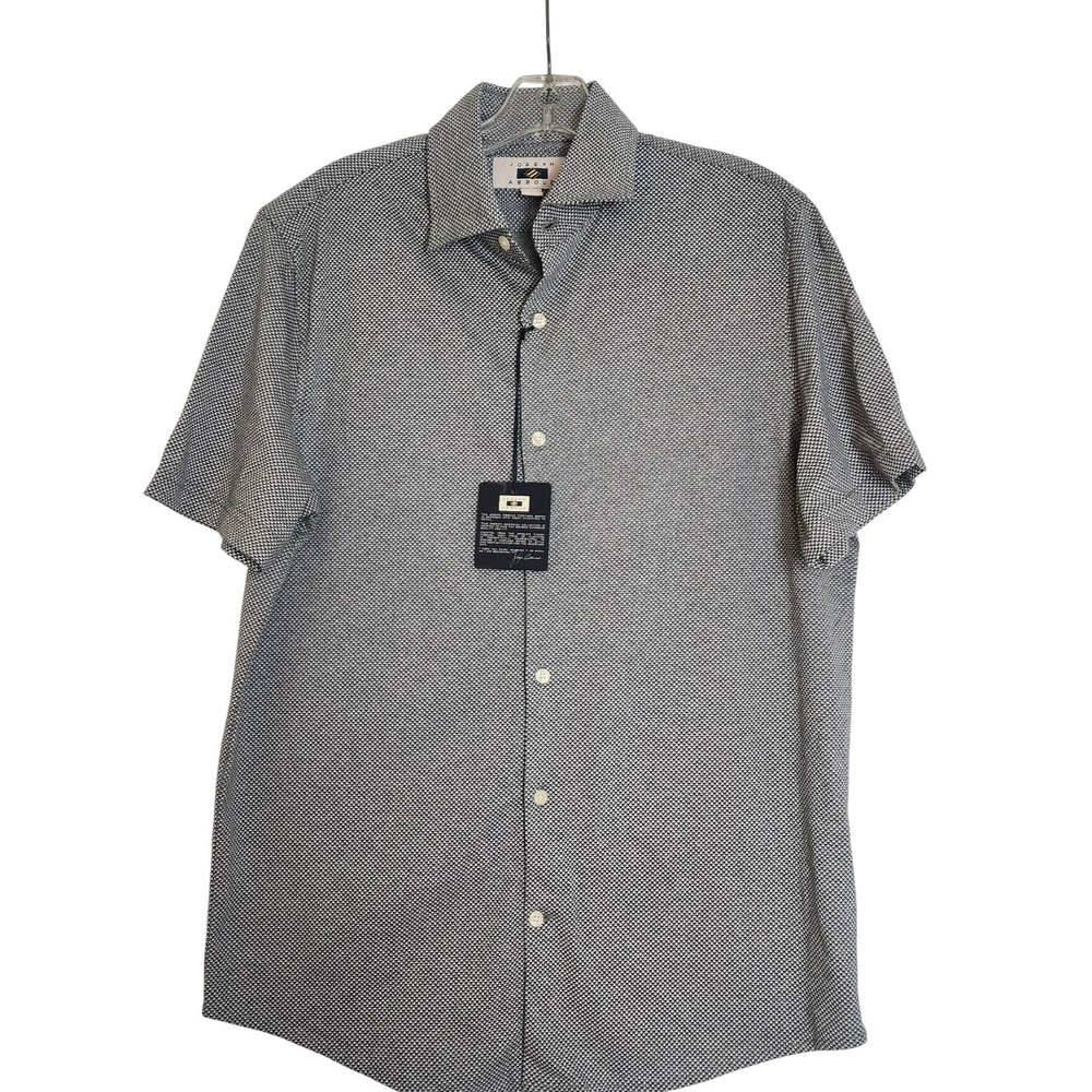 NEW MENS JOSEPH ABBOUD SHORT SLEEVE COTTON BLACK BUTTON DOWN‎ SHIRT SIZE SMALL